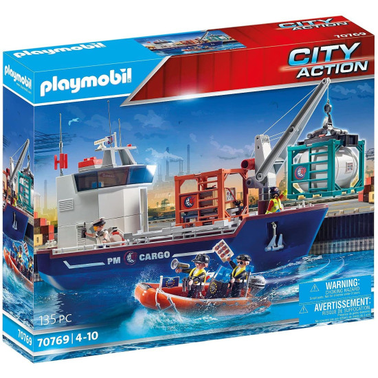 PLAYMOBIL GRAN PORTACONTENEDOR CON BARCO ADUANERO Playmobils