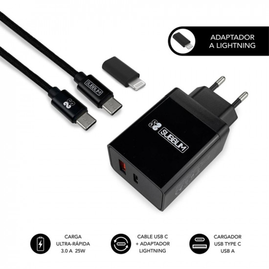 CARGADOR SUBBLIM 25W USB TIPO A Baterías y cargadores portátiles