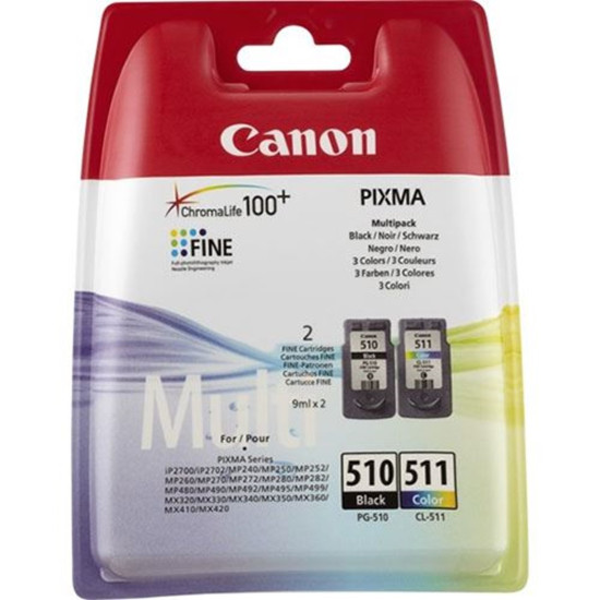 MULTIPACK CANON PG - 510 NEGRO CL - 511 MULTICOLOR Consumibles impresión de tinta