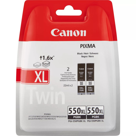 PACK CARTUCHO TINTA CANON PGI - 550XL NEGRO Consumibles impresión de tinta