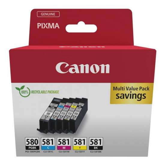 MULTIPACK CANON PGI - 580 PGBK + CLI - 581 Consumibles impresión de tinta