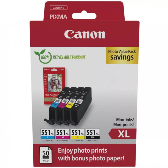 MULTIPACK CANON CLI - 551XL B C M Consumibles impresión de tinta