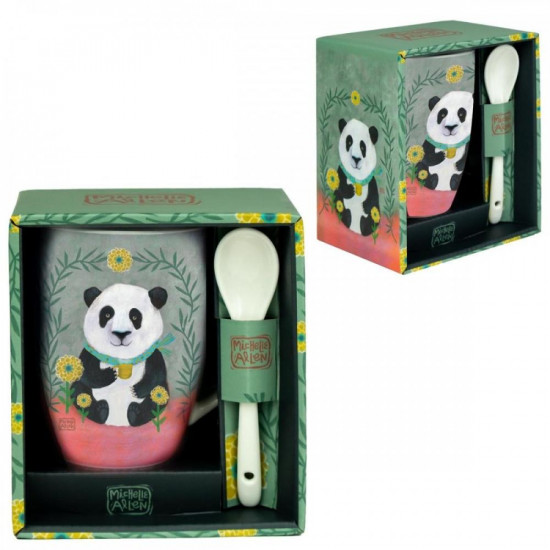 TAZA CERÁMICA CON CUCHARA ENESCO PANDA Tazas y vasos