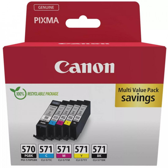 MULTIPACK CANON PGI - 570 + CLI - 571 PGBK Consumibles impresión de tinta