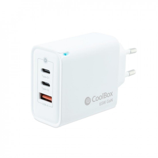 CARGADOR USB PARED COOLBOX 65W 2 Cargadores para móviles